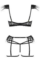 Lingerie Set Crystal 3-Piece in Black - Ruby Vixen