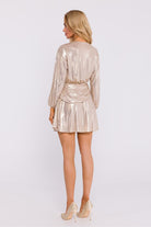 Crystal Short Mini Dress in Metallic Beige, Dress, Ruby Vixen