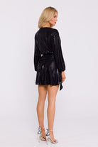 Crystal Short Mini Dress in Metallic Black, Dress, Ruby Vixen