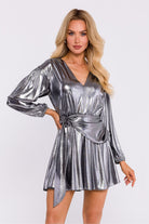 Crystal Short Mini Dress in Metallic Grey, Dress, Ruby Vixen