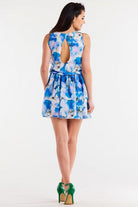 Eversun Chiffon Short Day Dress in Floral Blue, Dress, Ruby Vixen