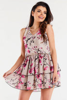 Eversun Chiffon Short Day Dress in Floral Cherry, Dress, Ruby Vixen