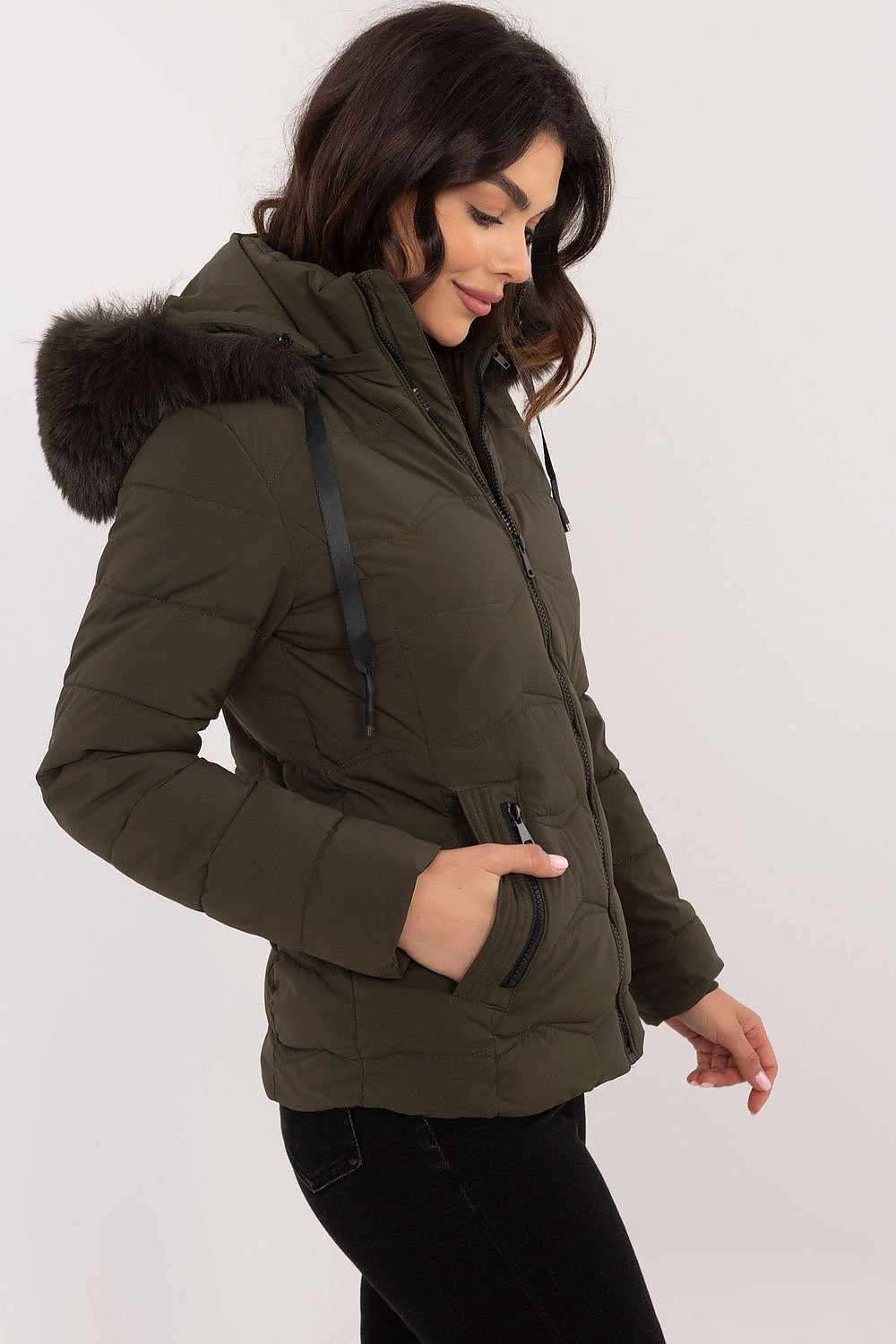 Jacket Jordan Faux Fur Dark Olive, Jacket, Ruby Vixen