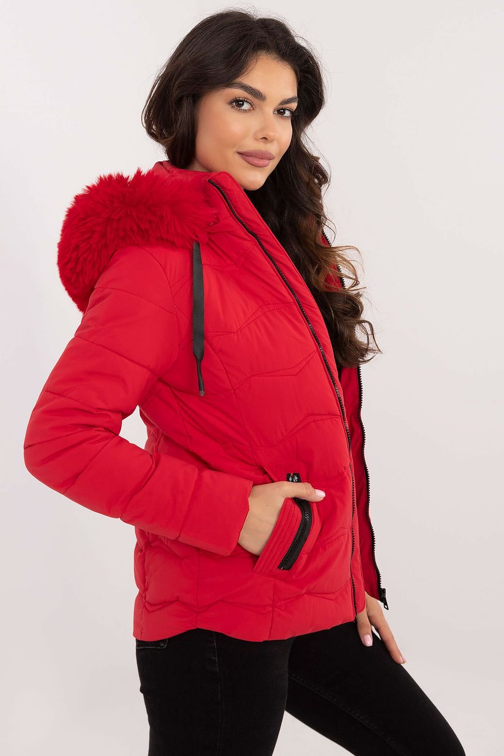 Jacket Jordan Faux Fur Red, Jacket, Ruby Vixen