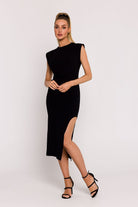 Leg Cutout Tube Dress Black, Midi Dress, Ruby Vixen