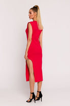 Leg Cutout Tube Dress Red, Midi Dress, Ruby Vixen