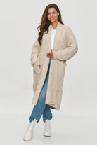 Long Cardigan Chunky Knit Ivory, Long Cardigan, Ruby Vixen