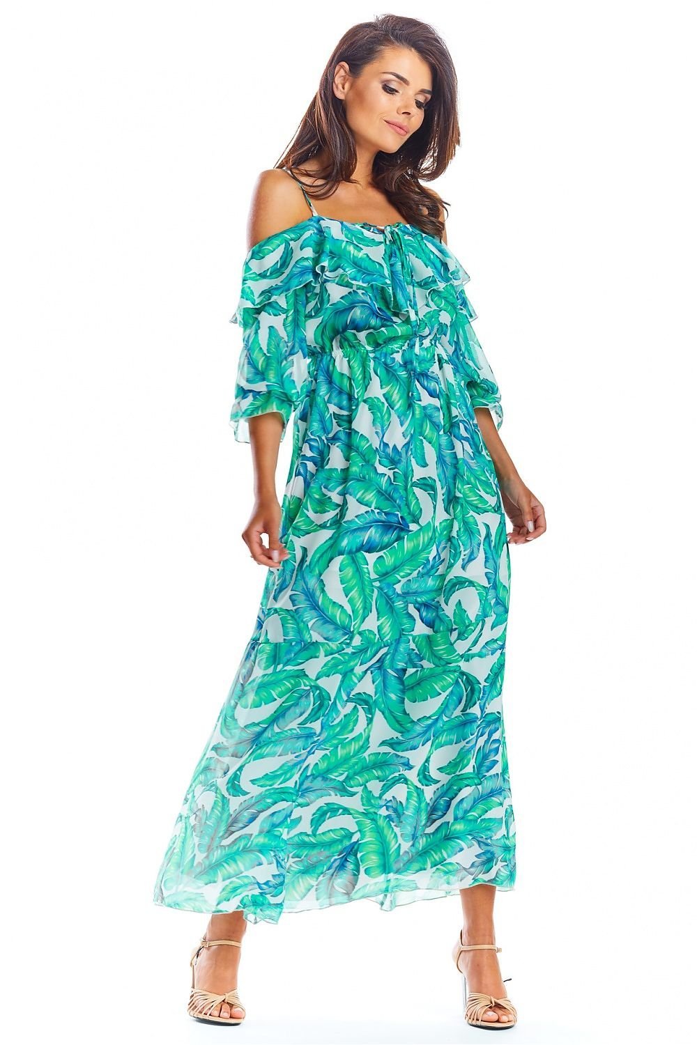 Maxi Dress Nadia in Floral Blue/White, Dress, Ruby Vixen