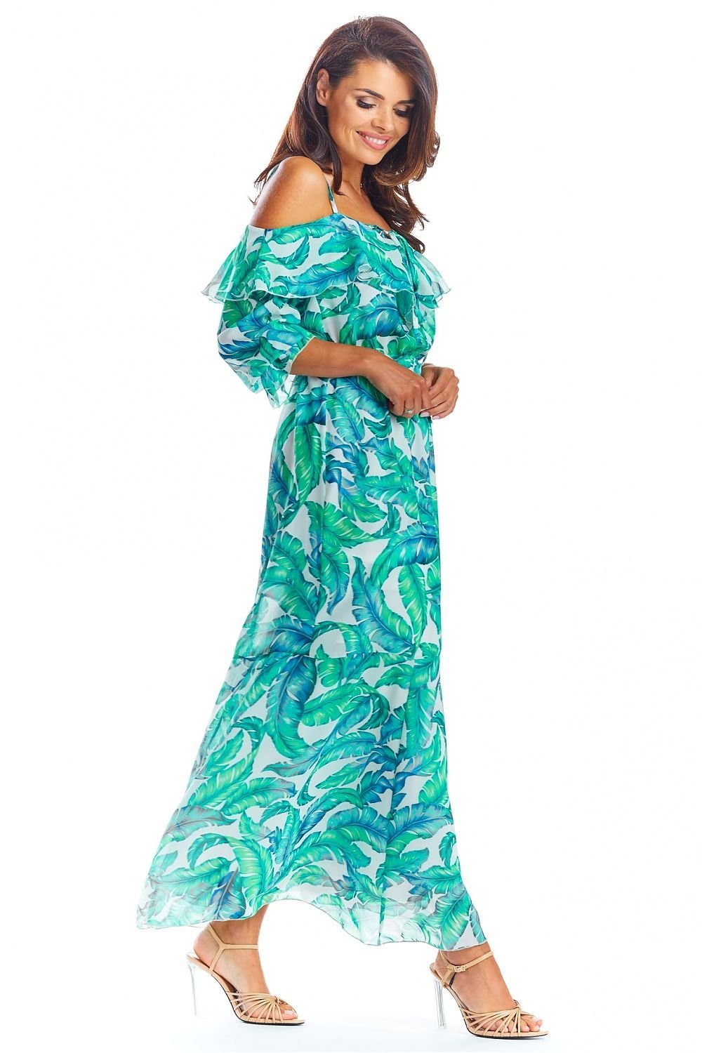 Maxi Dress Nadia in Floral Blue/White, Dress, Ruby Vixen