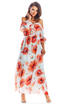 Maxi Dress Nadia in Floral Pink/White, Dress, Ruby Vixen