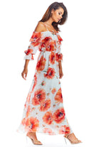 Maxi Dress Nadia in Floral Pink/White, Dress, Ruby Vixen