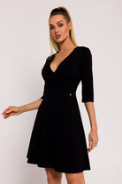 Mini Dress V - Neck Flare Black, Mini Dress, Ruby Vixen