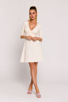 Mini Dress V - Neck Flare Cream, Mini Dress, Ruby Vixen