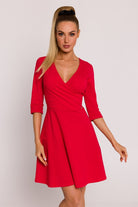 Mini Dress V - Neck Flare Red, , Ruby Vixen