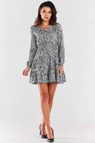 Nelsia Day Dress In Grey Pattern, Dress, Ruby Vixen