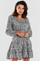 Nelsia Day Dress In Grey Pattern, Dress, Ruby Vixen