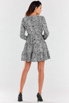 Nelsia Day Dress In Grey Pattern, Dress, Ruby Vixen