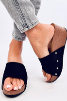 Platform Wedges Suede Black, Slides, Ruby Vixen