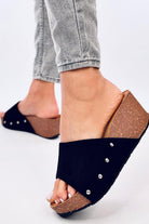 Platform Wedges Suede Black, Slides, Ruby Vixen