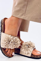 Slides Suede Flowers Beige, Slides, Ruby Vixen