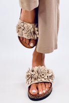 Slides Suede Flowers Beige, Slides, Ruby Vixen