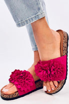 Slides Suede Flowers Ruby Pink, Slides, Ruby Vixen