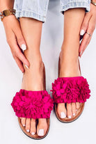 Slides Suede Flowers Ruby Pink, Slides, Ruby Vixen