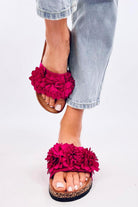 Slides Suede Flowers Ruby Pink, Slides, Ruby Vixen