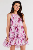 Sofia Floral Chiffon Day Dress Pink/Cherry, Dress, Ruby Vixen