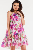 Sofia Floral Chiffon Day Dress Pink/White, Dress, Ruby Vixen