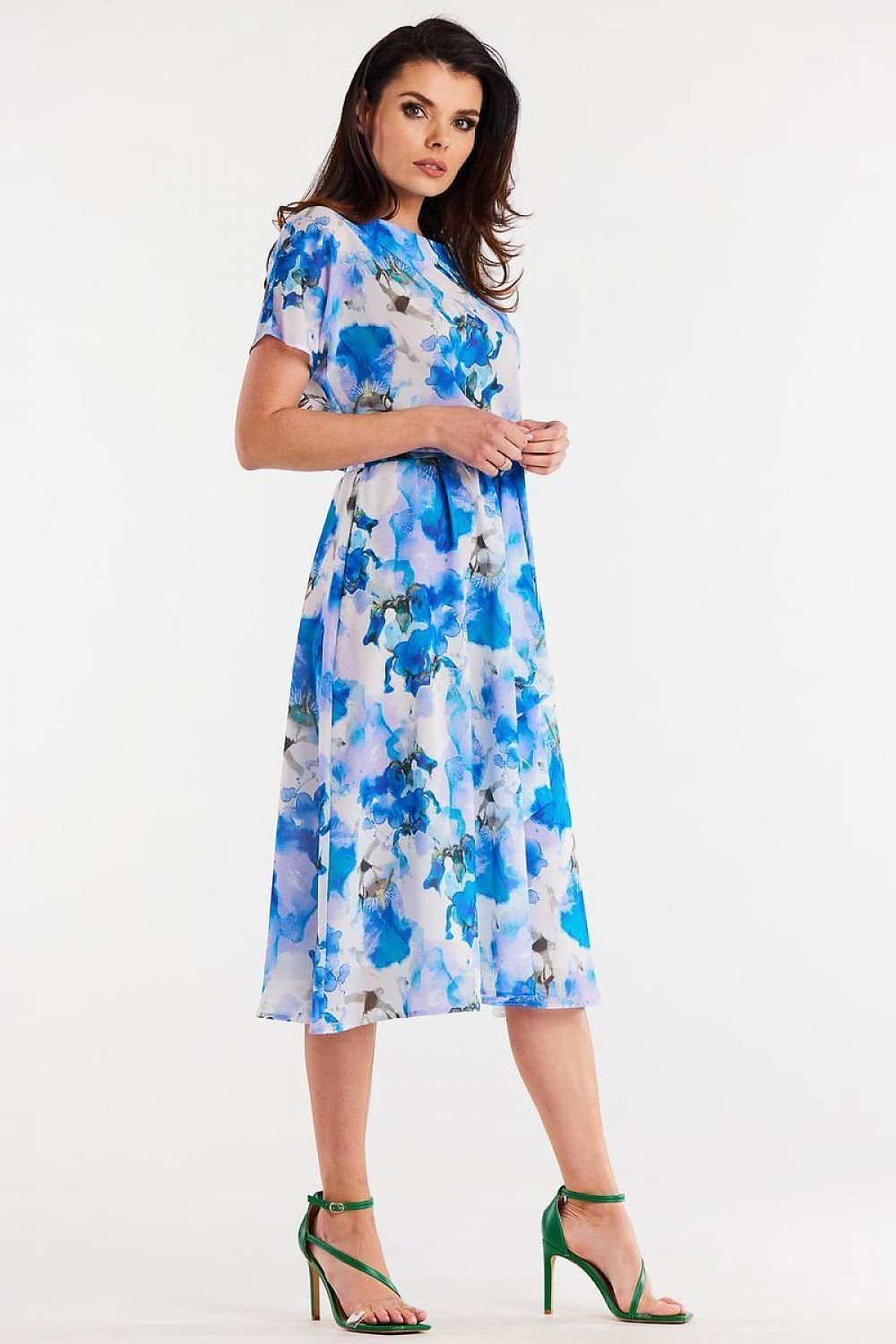 Summa Chiffon Long Day Dress in Blue Pattern, Dress, Ruby Vixen