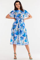 Summa Chiffon Long Day Dress in Blue Pattern, Dress, Ruby Vixen