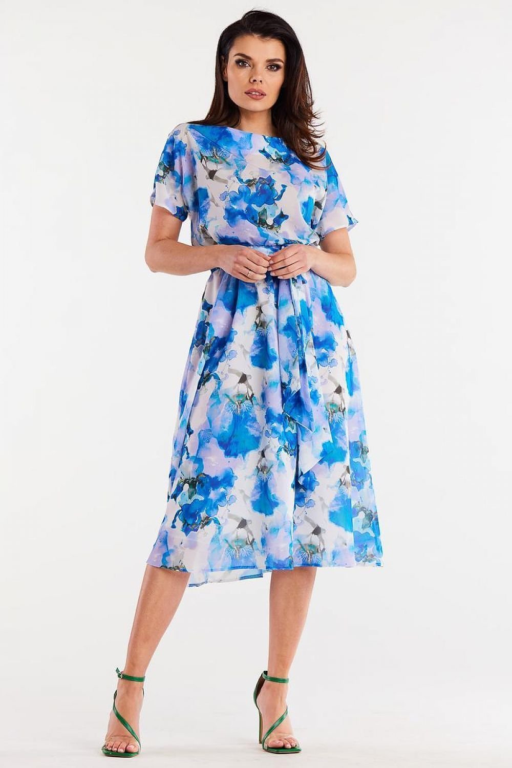 Summa Chiffon Long Day Dress in Blue Pattern, Dress, Ruby Vixen