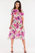 Summa Chiffon Long Day Dress in Pink Pattern, Dress, Ruby Vixen