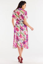 Summa Chiffon Long Day Dress in Pink Pattern, Dress, Ruby Vixen