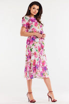 Summa Chiffon Long Day Dress in Pink Pattern, Dress, Ruby Vixen