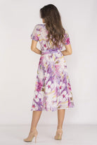 Summa Chiffon Long Day Dress in Violet Pattern, Dress, Ruby Vixen