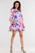 Summer Retreat Chiffon Day Dress Blue/Pink, Dress, Ruby Vixen