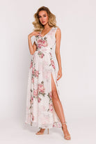 Sumra Long Day Dress in White Print, Dress, Ruby Vixen