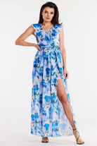 Watergirl Chiffon Day Dress in Floral Blue, Dress, Ruby Vixen