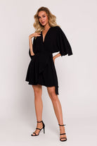 Wrap Mini Dress Black, Mini Dress, Ruby Vixen